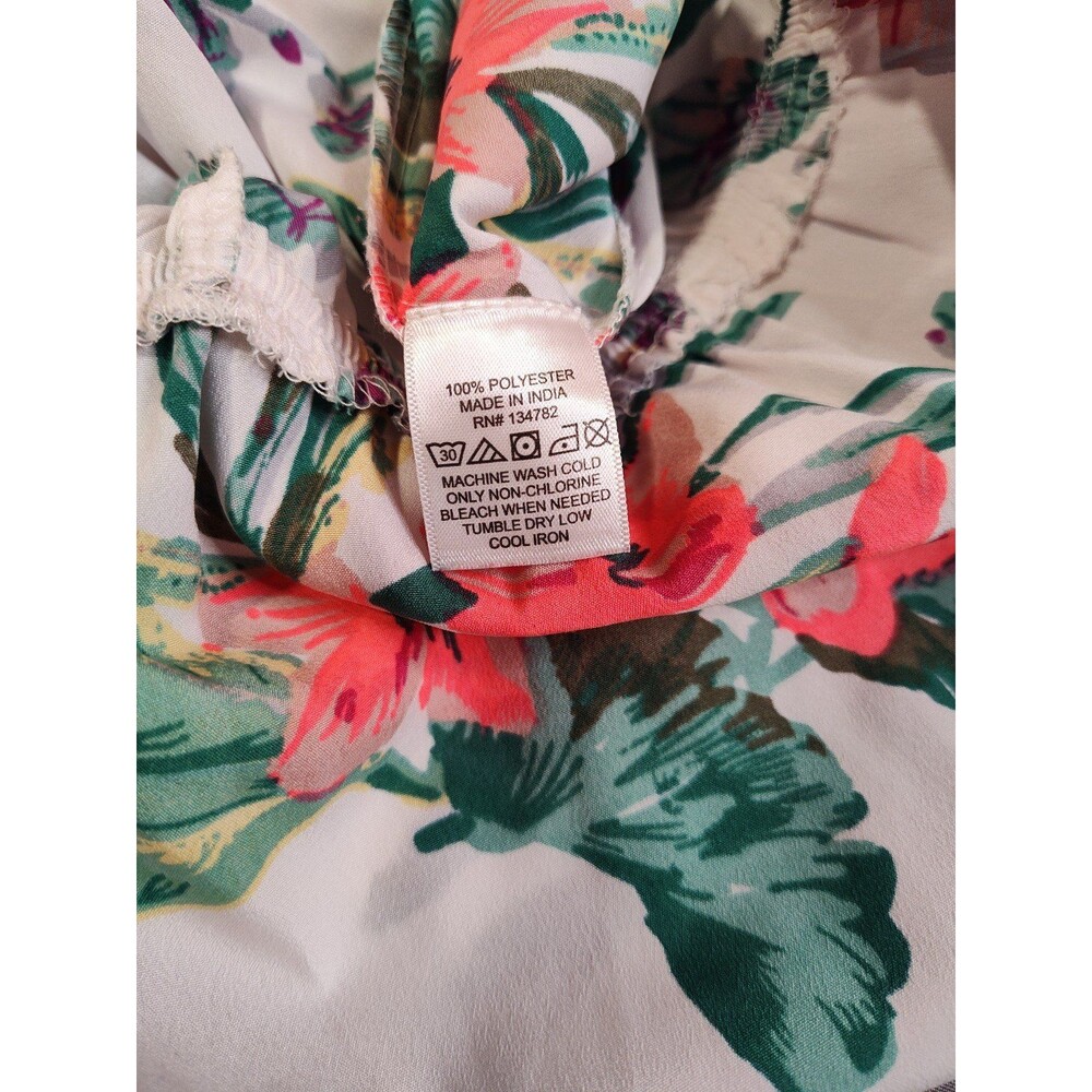 Women's Blush Flutter Sleeves Floral Romper White Pink Green Small - Picture 6 of 6